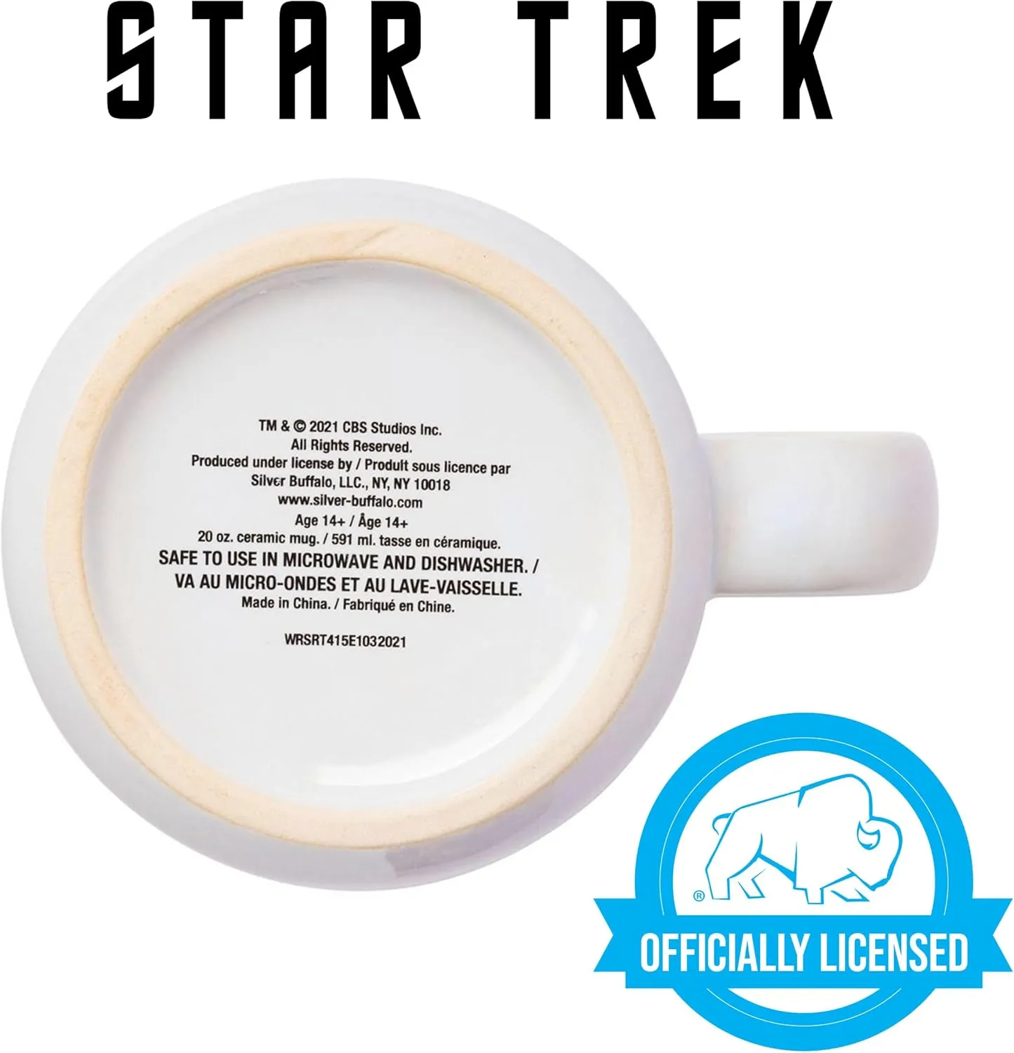 Silver Buffalo Star Trek NCC-1701 Property of The USS Enterprise Ceramic Camper Mug, 20 Ounces