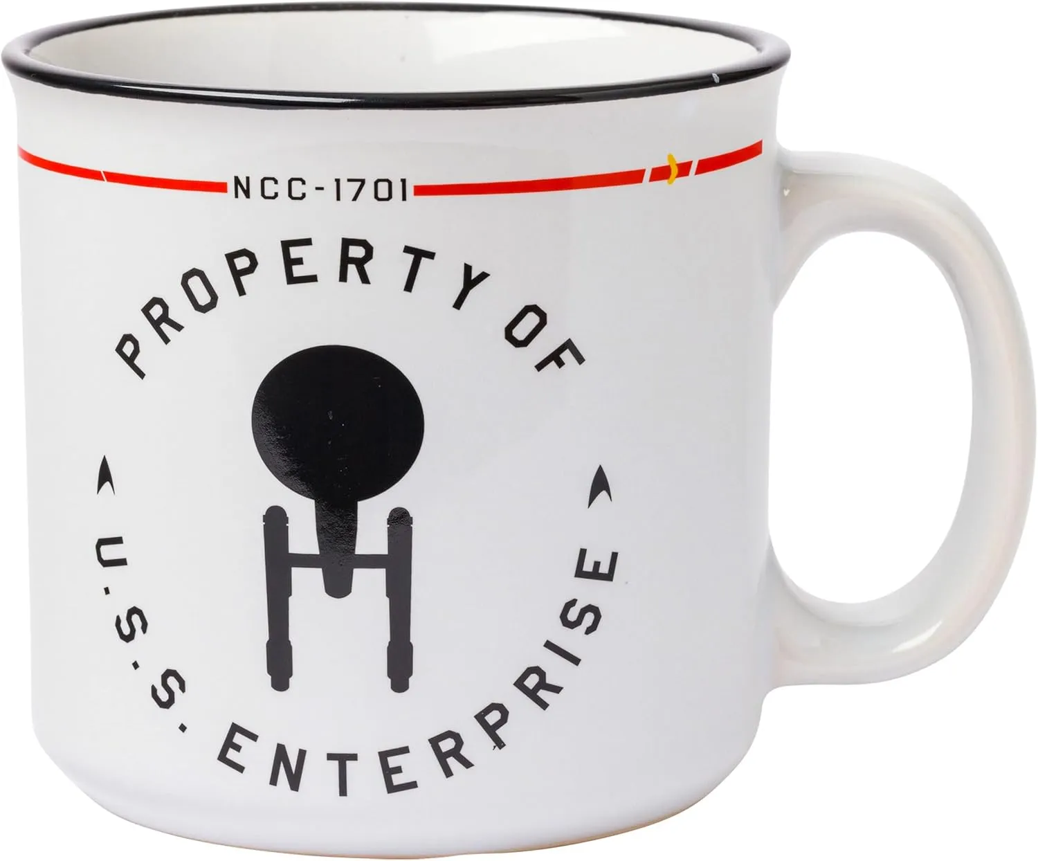 Silver Buffalo Star Trek NCC-1701 Property of The USS Enterprise Ceramic Camper Mug, 20 Ounces