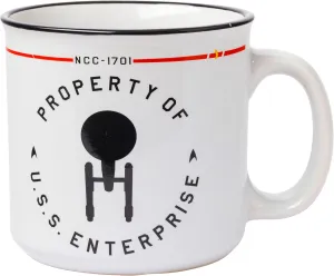Silver Buffalo Star Trek NCC-1701 Property of The USS Enterprise Ceramic Camper Mug, 20 Ounces