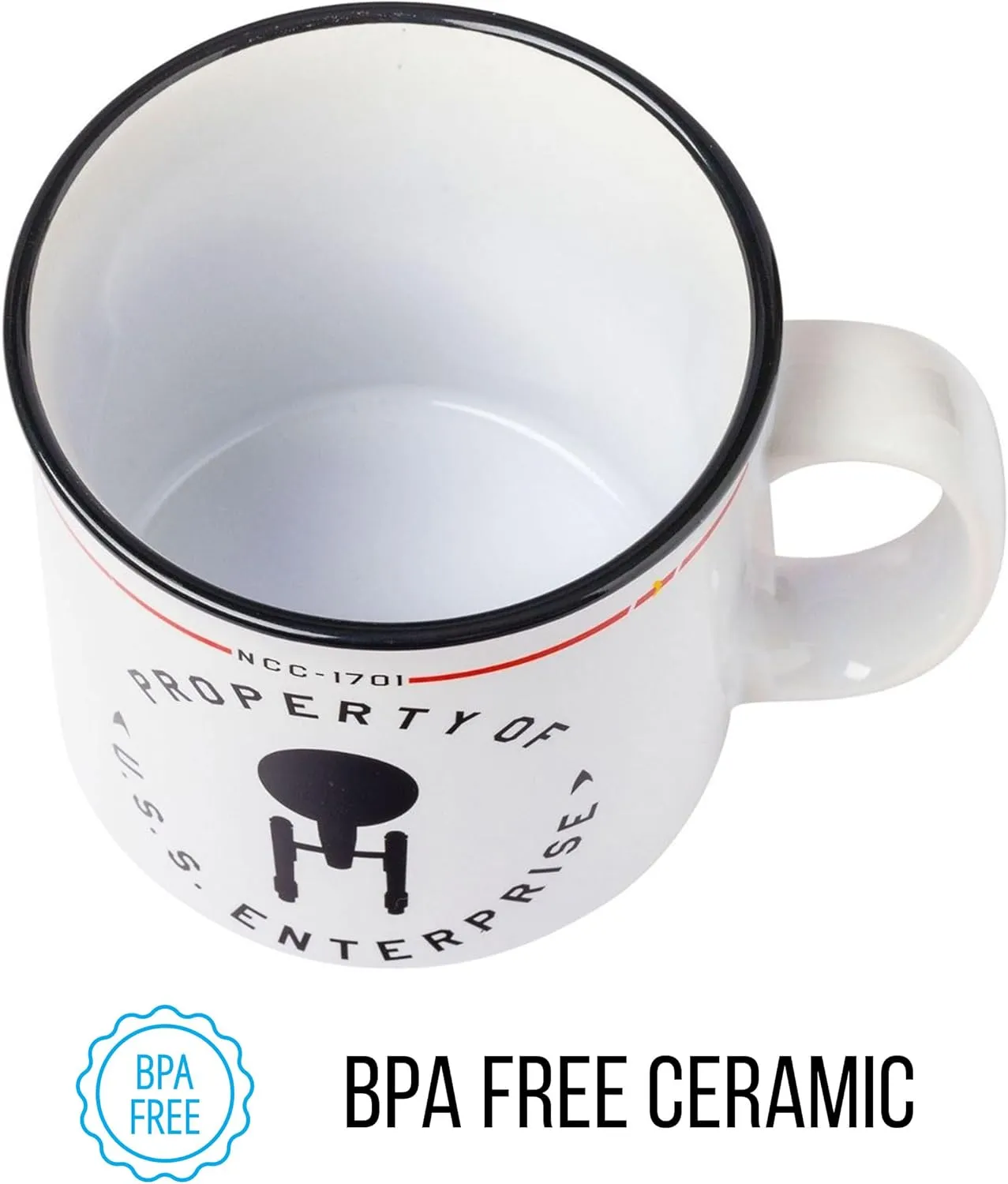 Silver Buffalo Star Trek NCC-1701 Property of The USS Enterprise Ceramic Camper Mug, 20 Ounces