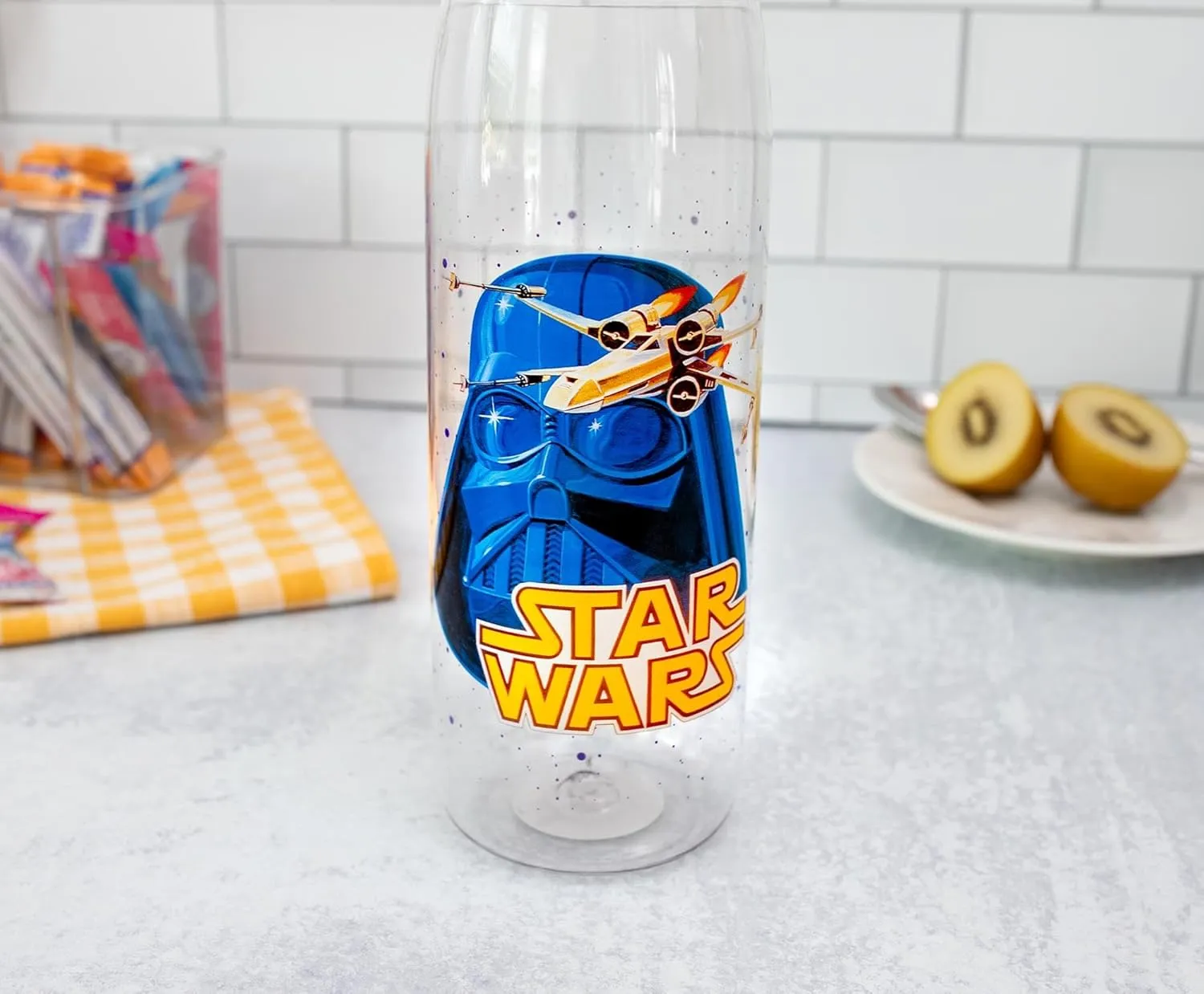 Silver Buffalo Star Wars Darth Vader Water Bottle With Screw-On Lid, 28 Ounces