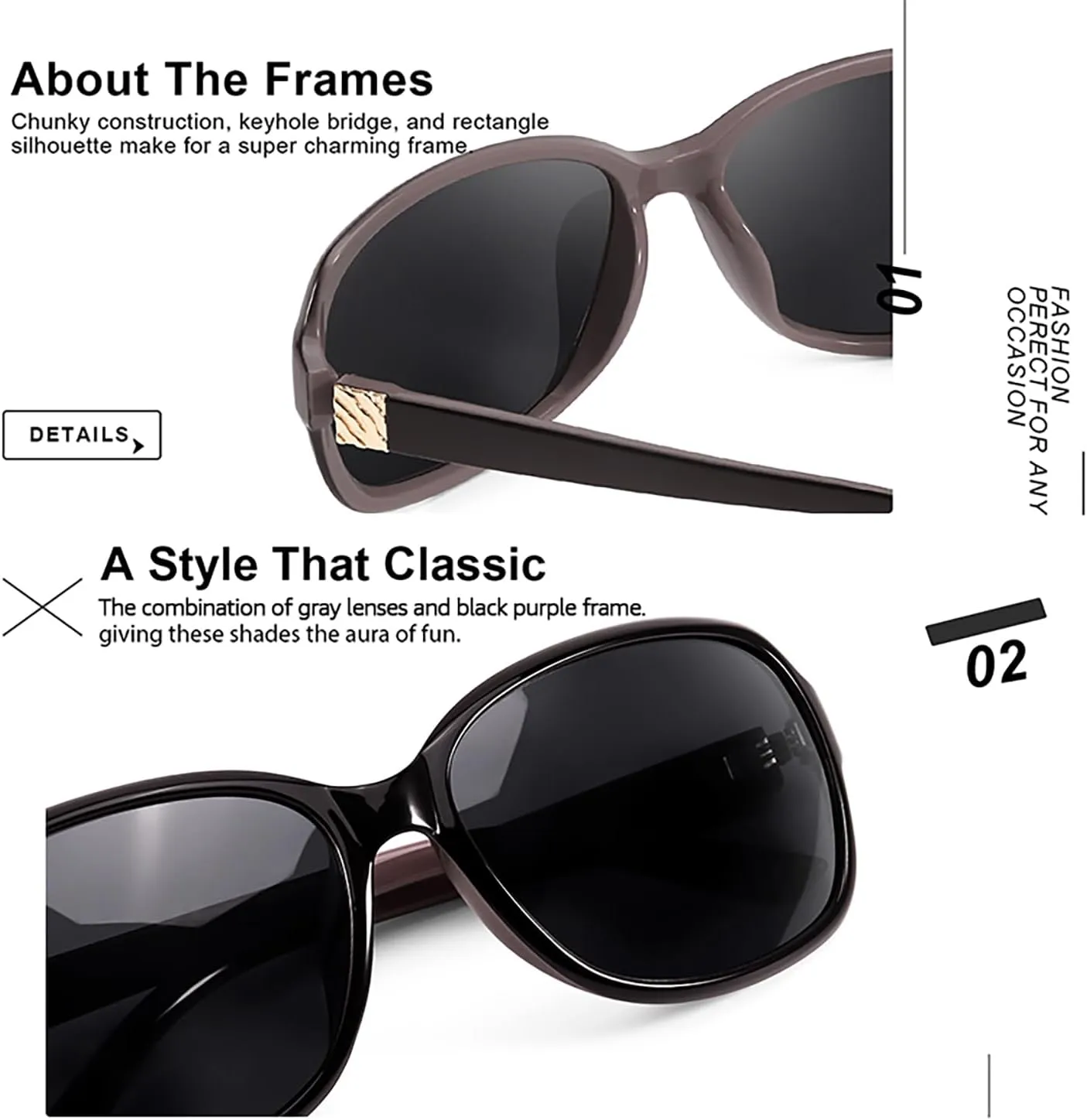 SIPHEW Polarized Sunglasses for Women | Vintage Square Sunglasses w UV400 Protection | Womens Wraparound Shade