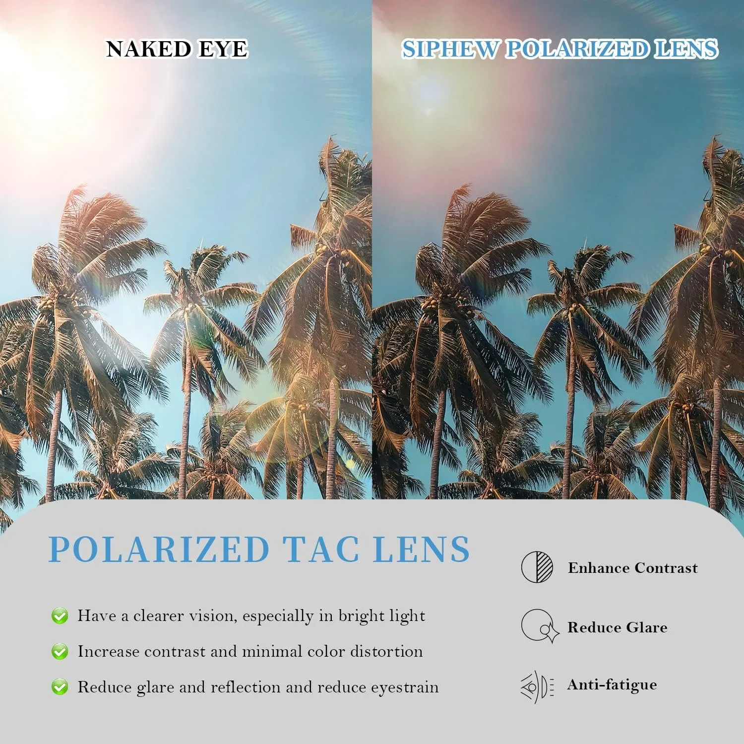SIPHEW Polarized Sunglasses for Women | Vintage Square Sunglasses w UV400 Protection | Womens Wraparound Shade