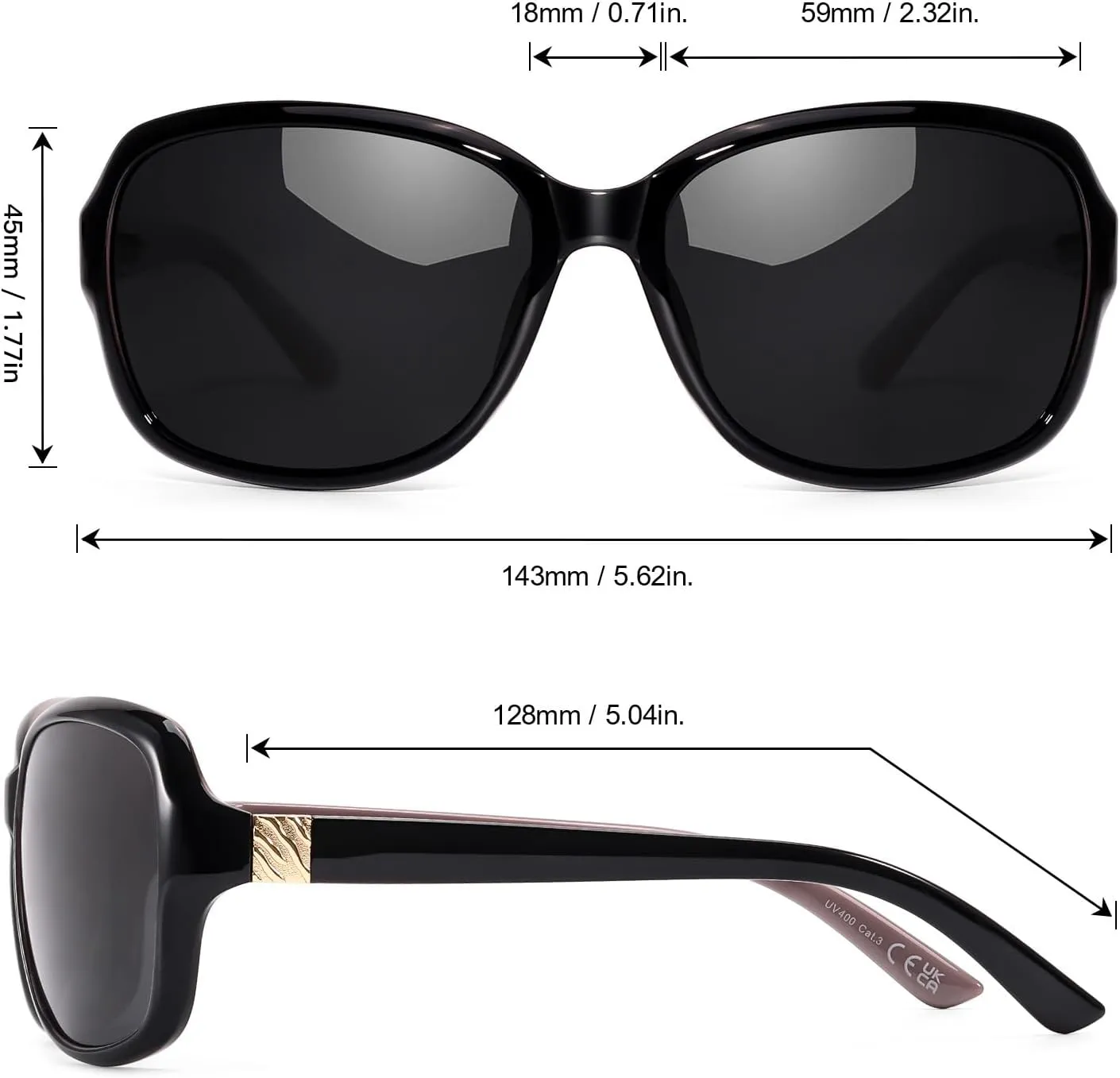 SIPHEW Polarized Sunglasses for Women | Vintage Square Sunglasses w UV400 Protection | Womens Wraparound Shade