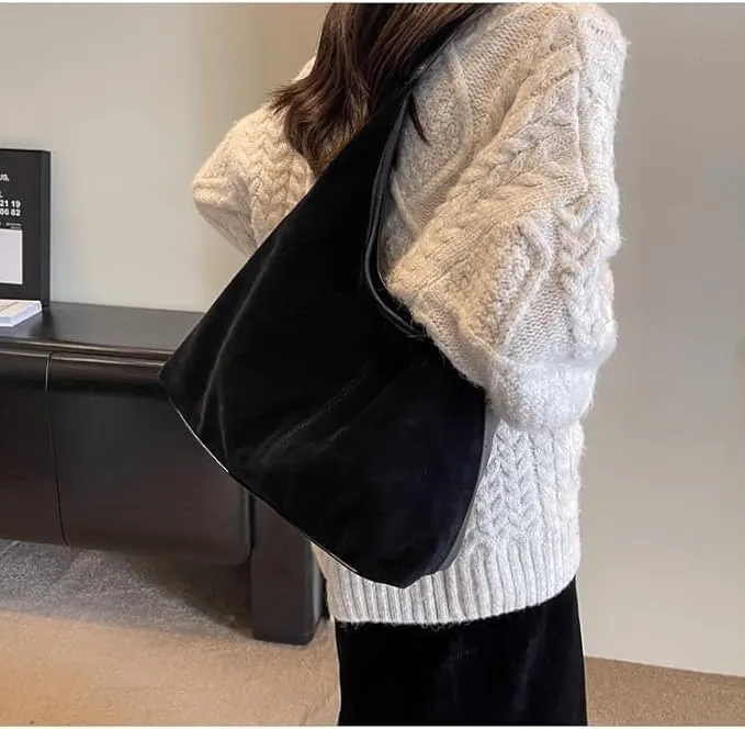 Slouchy Suede Bag for Women Brown Shoulder Tote Bags Crescent Bag Slouchy Hobo Handbag