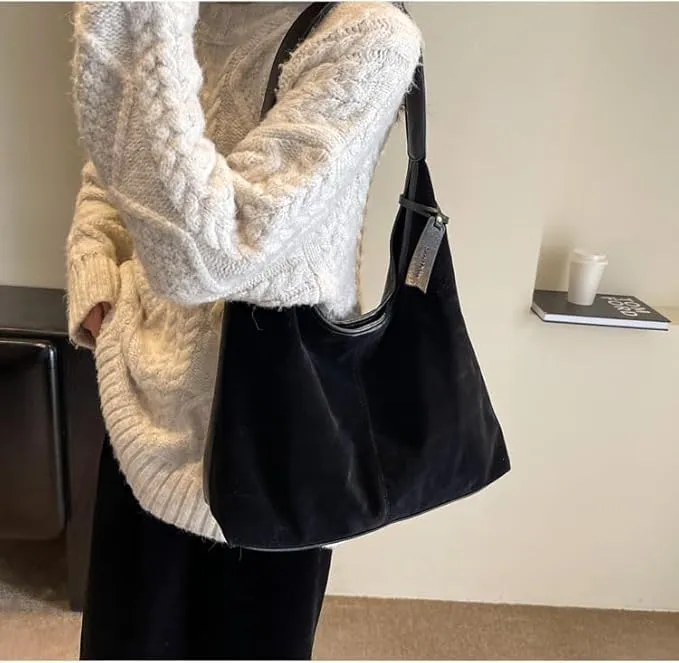 Slouchy Suede Bag for Women Brown Shoulder Tote Bags Crescent Bag Slouchy Hobo Handbag