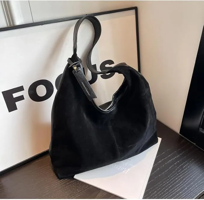 Slouchy Suede Bag for Women Brown Shoulder Tote Bags Crescent Bag Slouchy Hobo Handbag