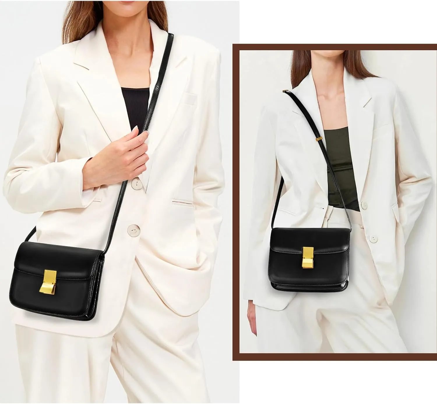 Small Crossbody Bag for Women Trendy Shoulder Bag PU Leather Square Crossbody Shoulder Purse Flap Satchel Handbag