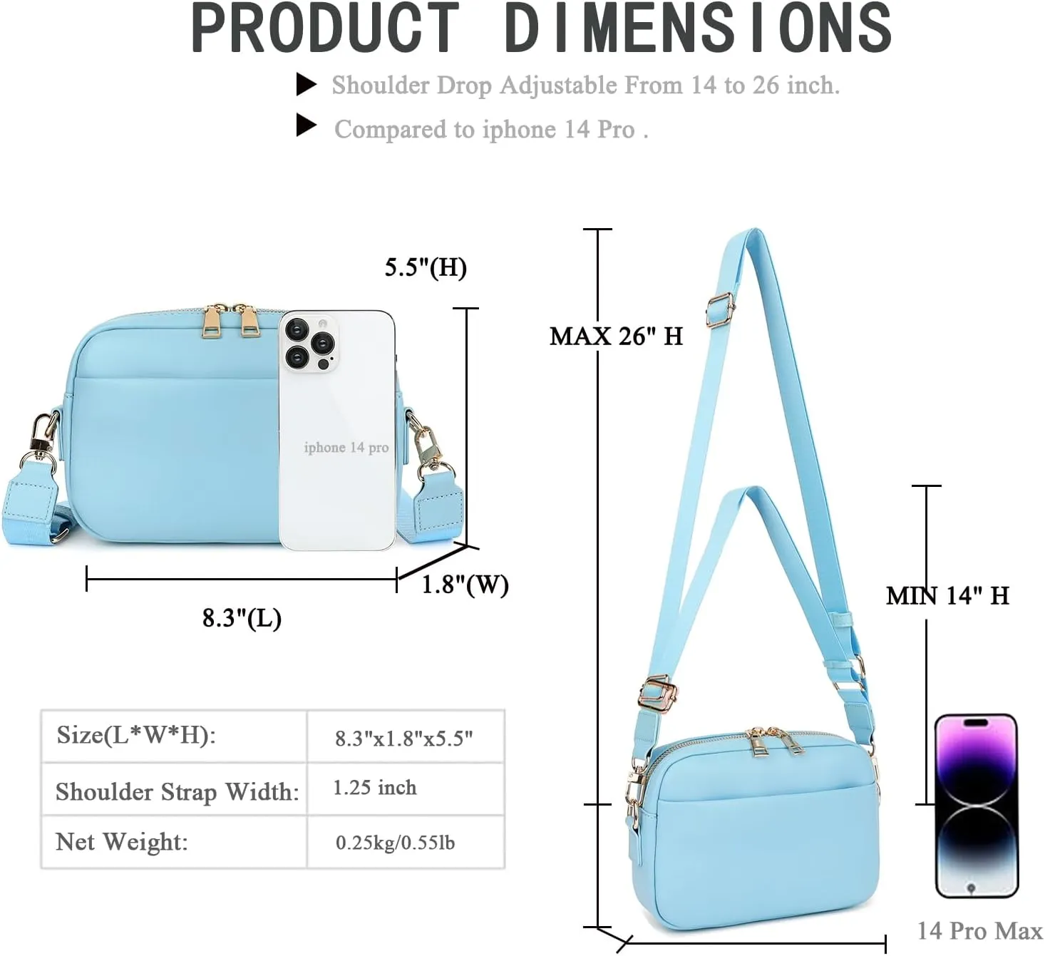 Small Crossbody Bags for Women Vegan Leather Cell phone Purses Mini Shoulder Handbags with Wide Strap