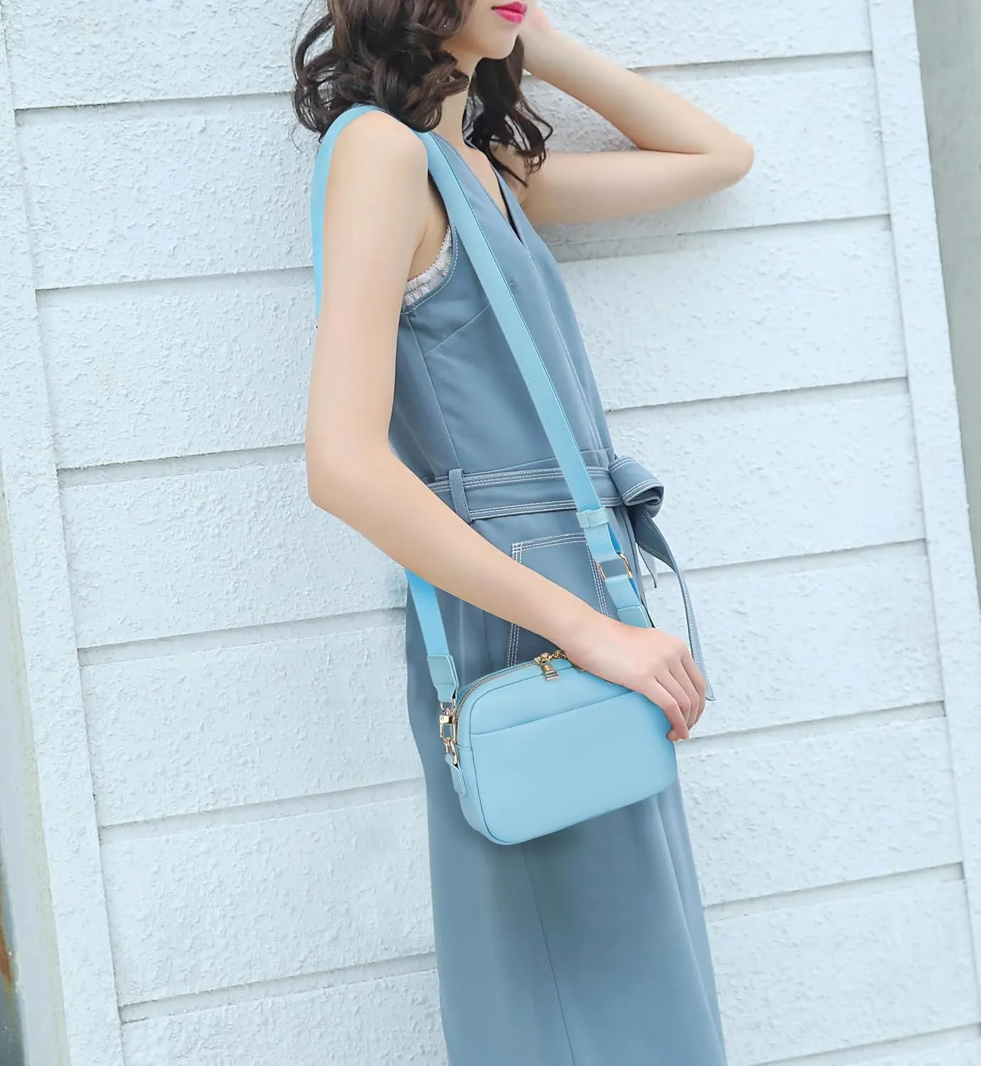Small Crossbody Bags for Women Vegan Leather Cell phone Purses Mini Shoulder Handbags with Wide Strap