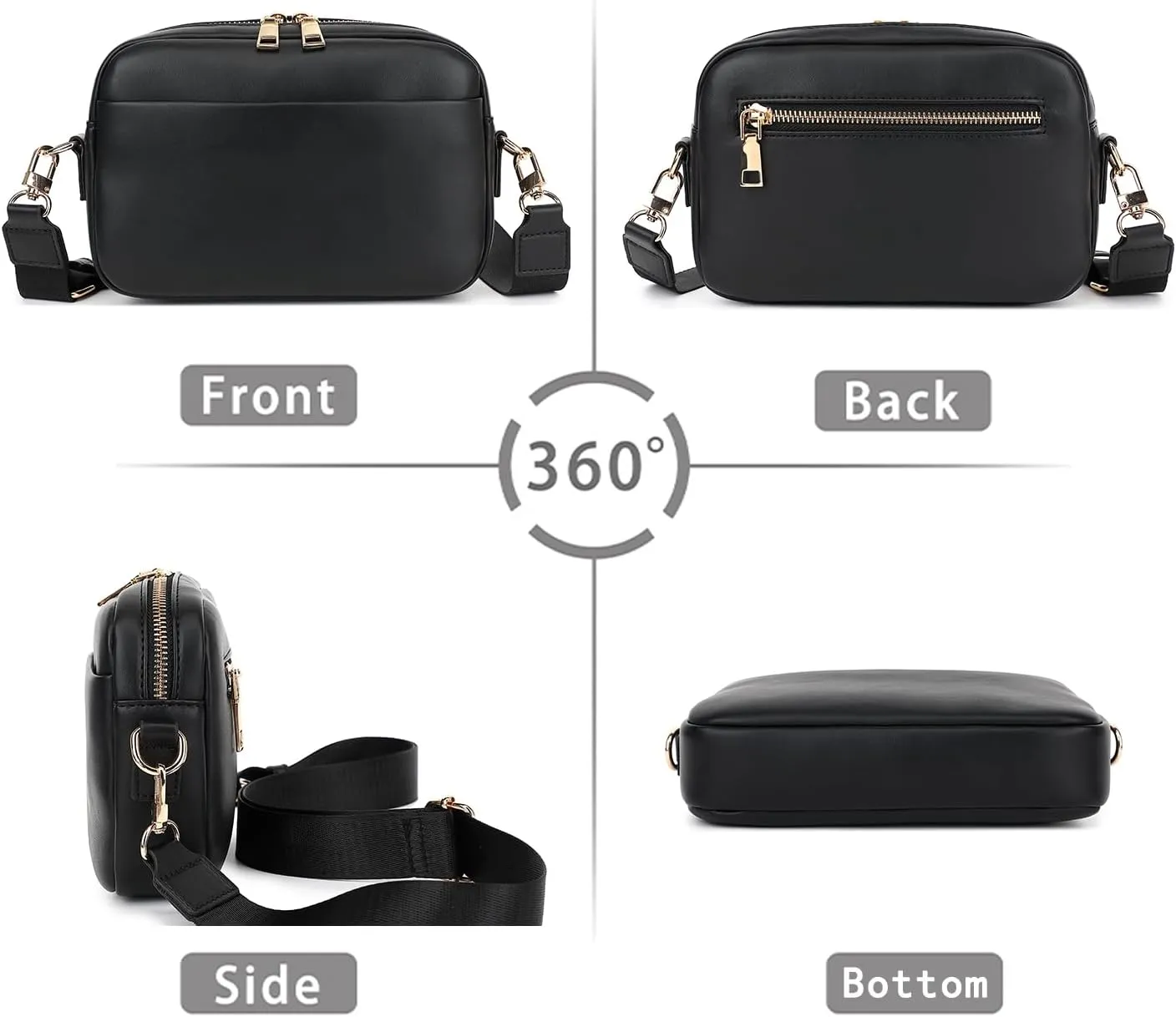 Small Crossbody Bags for Women Vegan Leather Cell phone Purses Mini Shoulder Handbags with Wide Strap