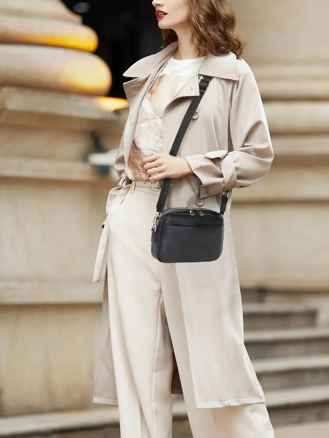 Small Crossbody Bags for Women Vegan Leather Cell phone Purses Mini Shoulder Handbags with Wide Strap