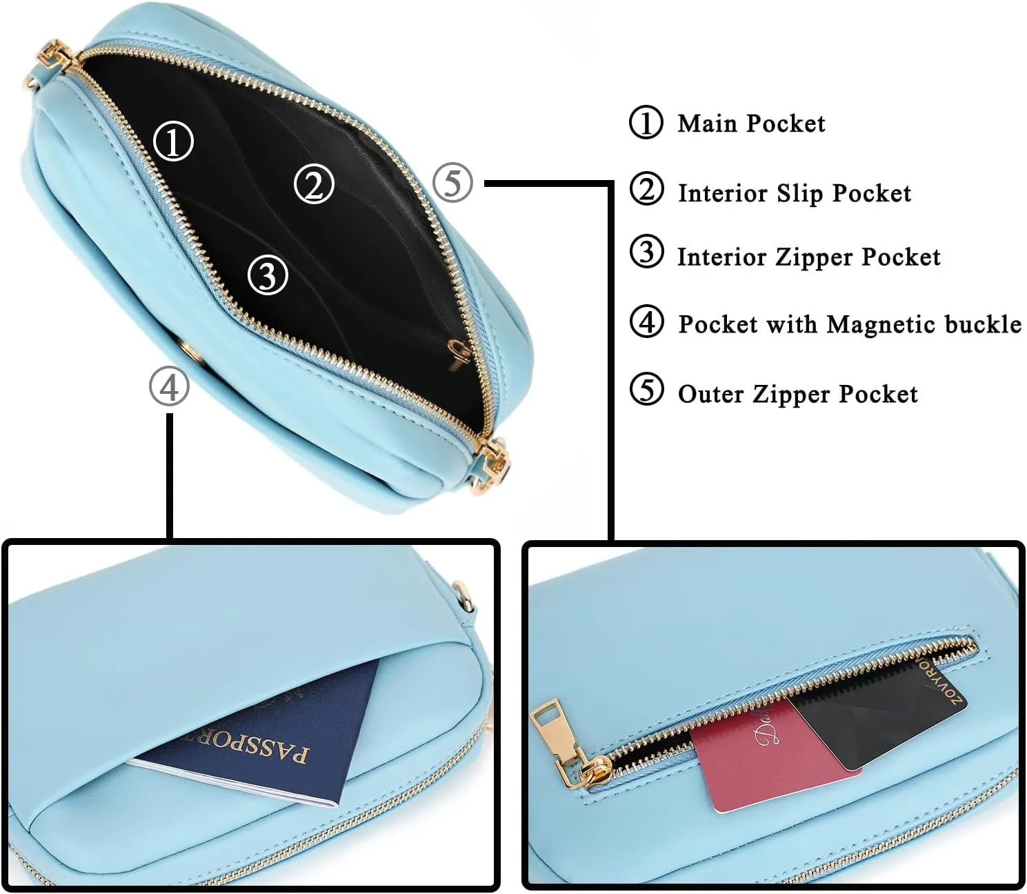 Small Crossbody Bags for Women Vegan Leather Cell phone Purses Mini Shoulder Handbags with Wide Strap