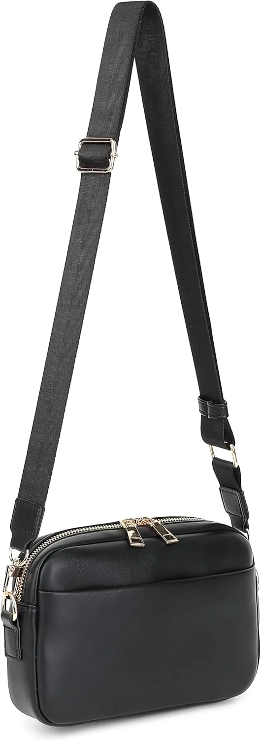 Small Crossbody Bags for Women Vegan Leather Cell phone Purses Mini Shoulder Handbags with Wide Strap