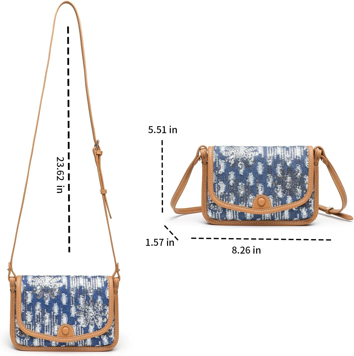 Small Jean Demi Purse Denim Crossbody Bags for Women Denim Handbag Cross Body Shoulder Bags Design for Woman