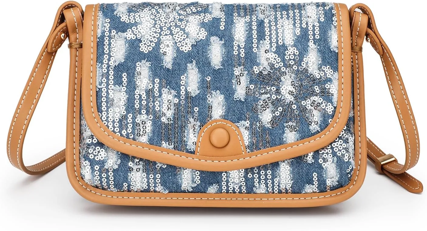 Small Jean Demi Purse Denim Crossbody Bags for Women Denim Handbag Cross Body Shoulder Bags Design for Woman