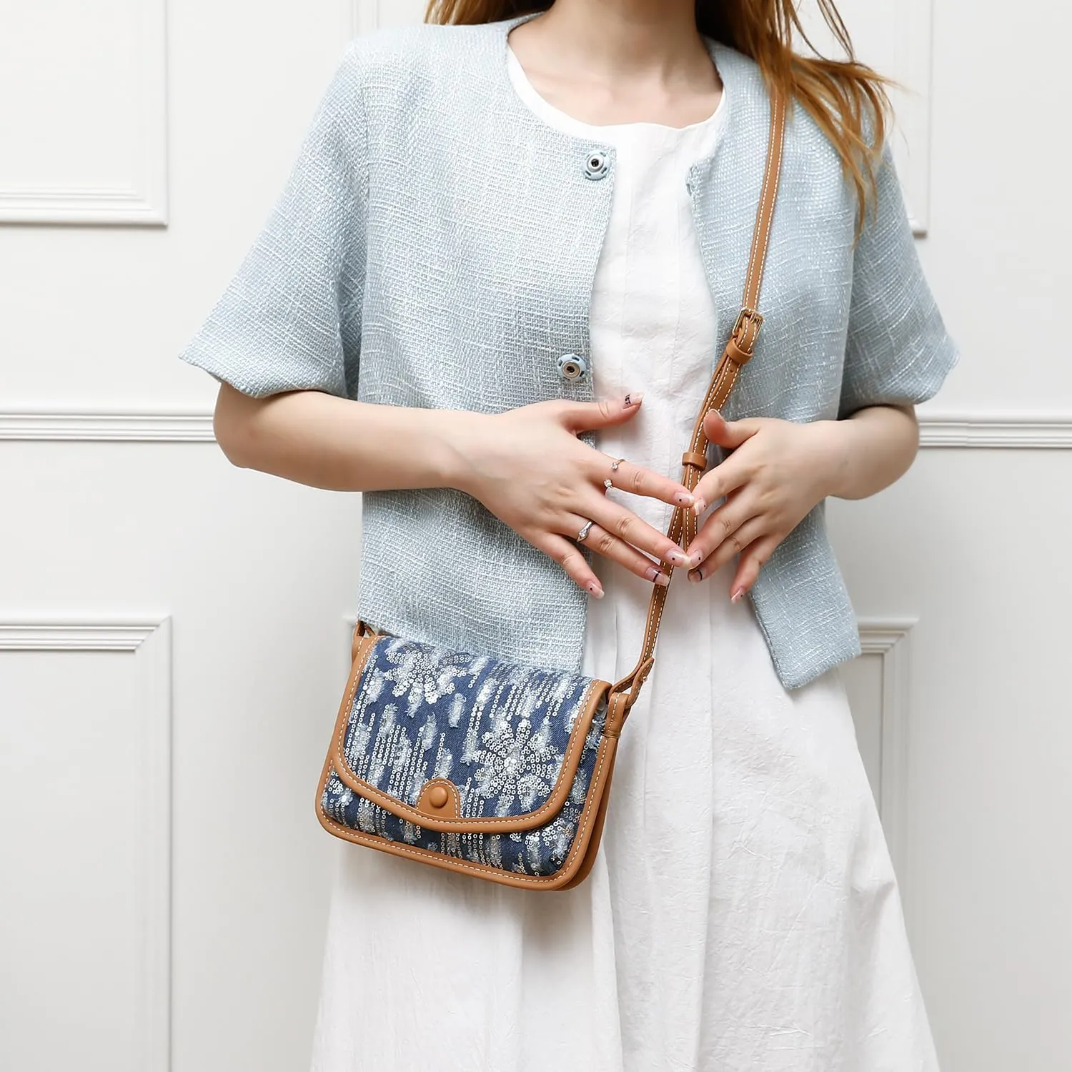Small Jean Demi Purse Denim Crossbody Bags for Women Denim Handbag Cross Body Shoulder Bags Design for Woman