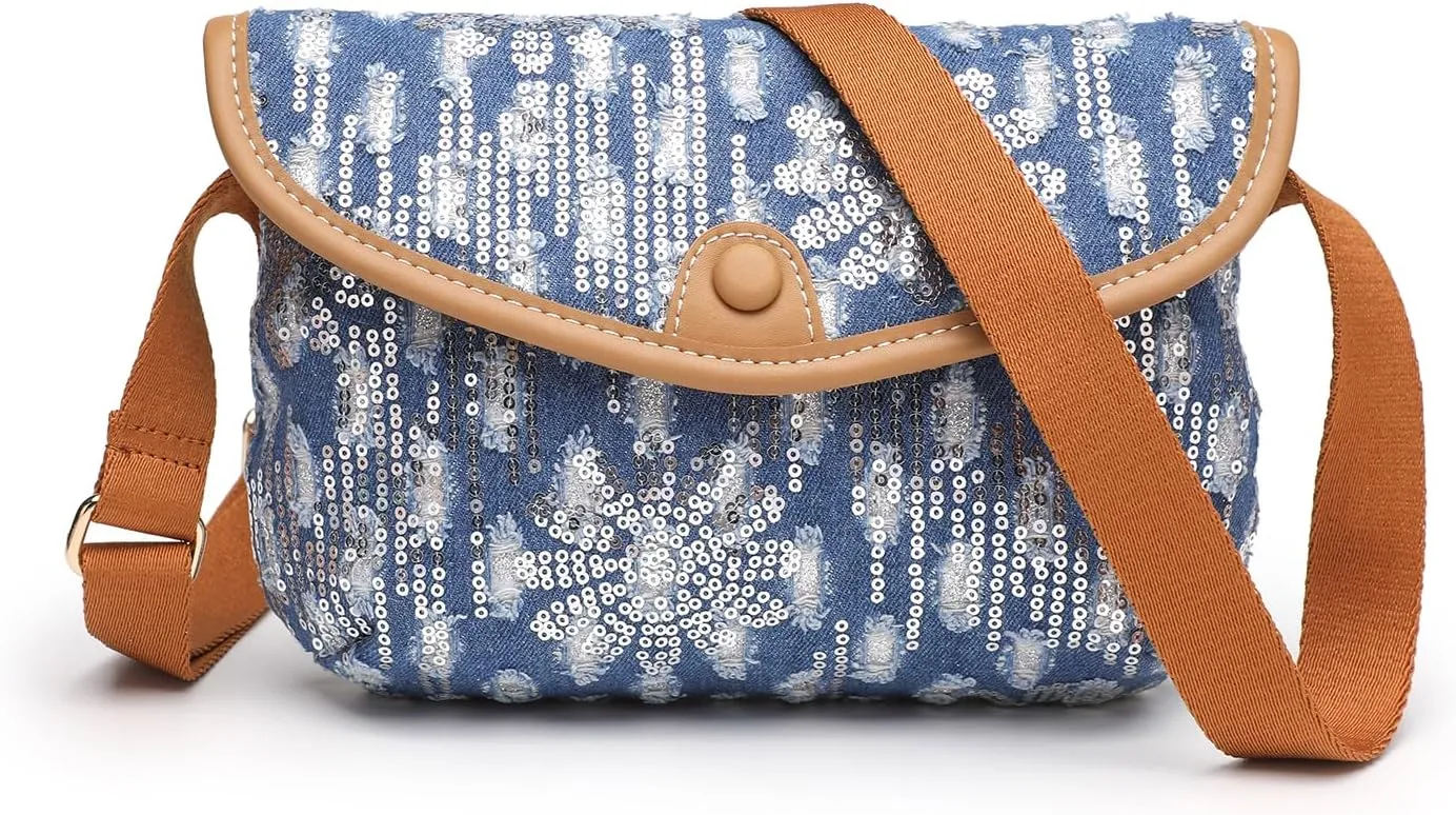 Small Jean Denim Crossbody Purses Bags for Women Crossbody Trendy Design Shoulder Purse Messenger Bags
