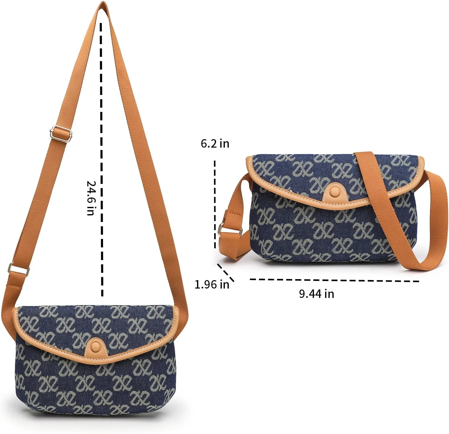 Small Jean Denim Crossbody Purses Bags for Women Crossbody Trendy Design Shoulder Purse Messenger Bags