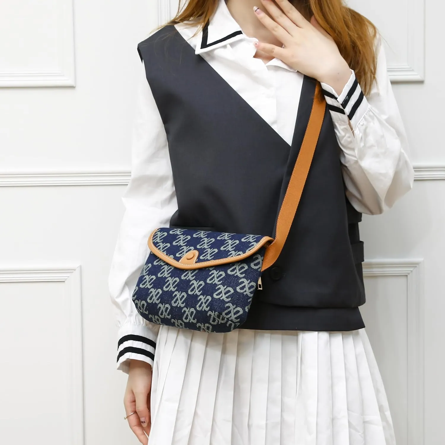Small Jean Denim Crossbody Purses Bags for Women Crossbody Trendy Design Shoulder Purse Messenger Bags