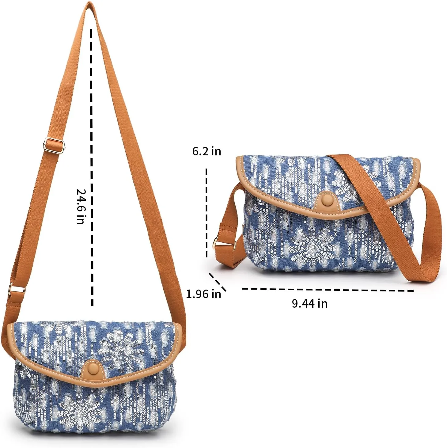 Small Jean Denim Crossbody Purses Bags for Women Crossbody Trendy Design Shoulder Purse Messenger Bags