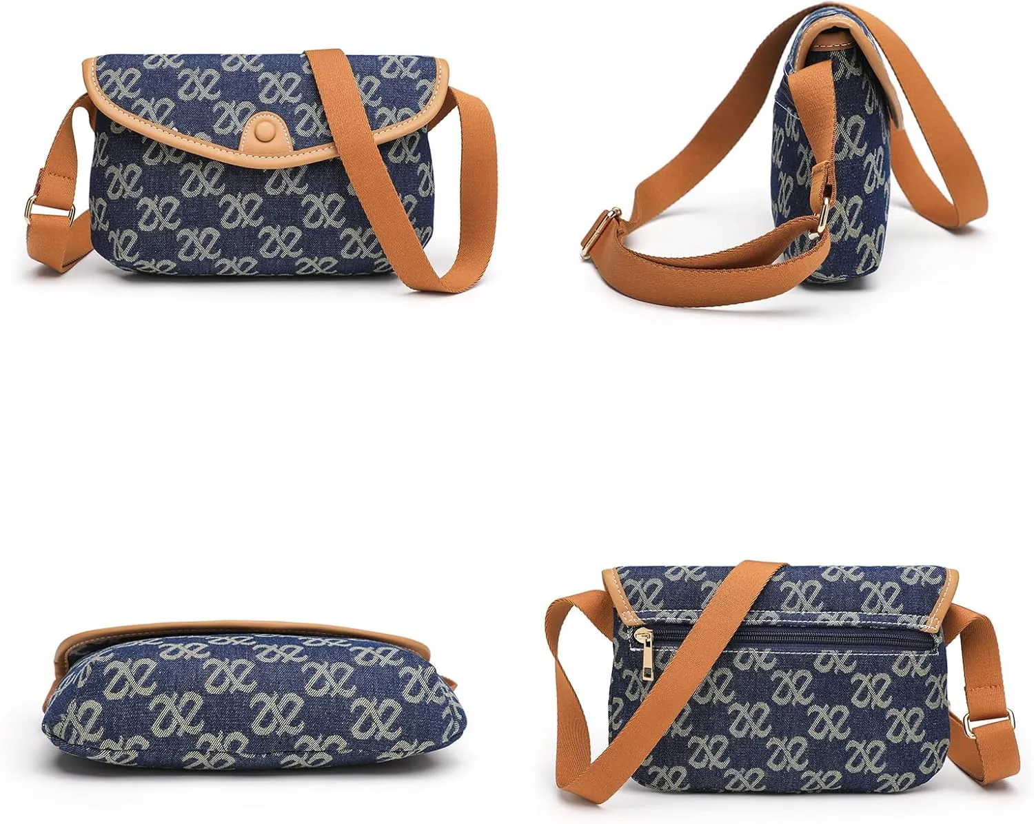 Small Jean Denim Crossbody Purses Bags for Women Crossbody Trendy Design Shoulder Purse Messenger Bags