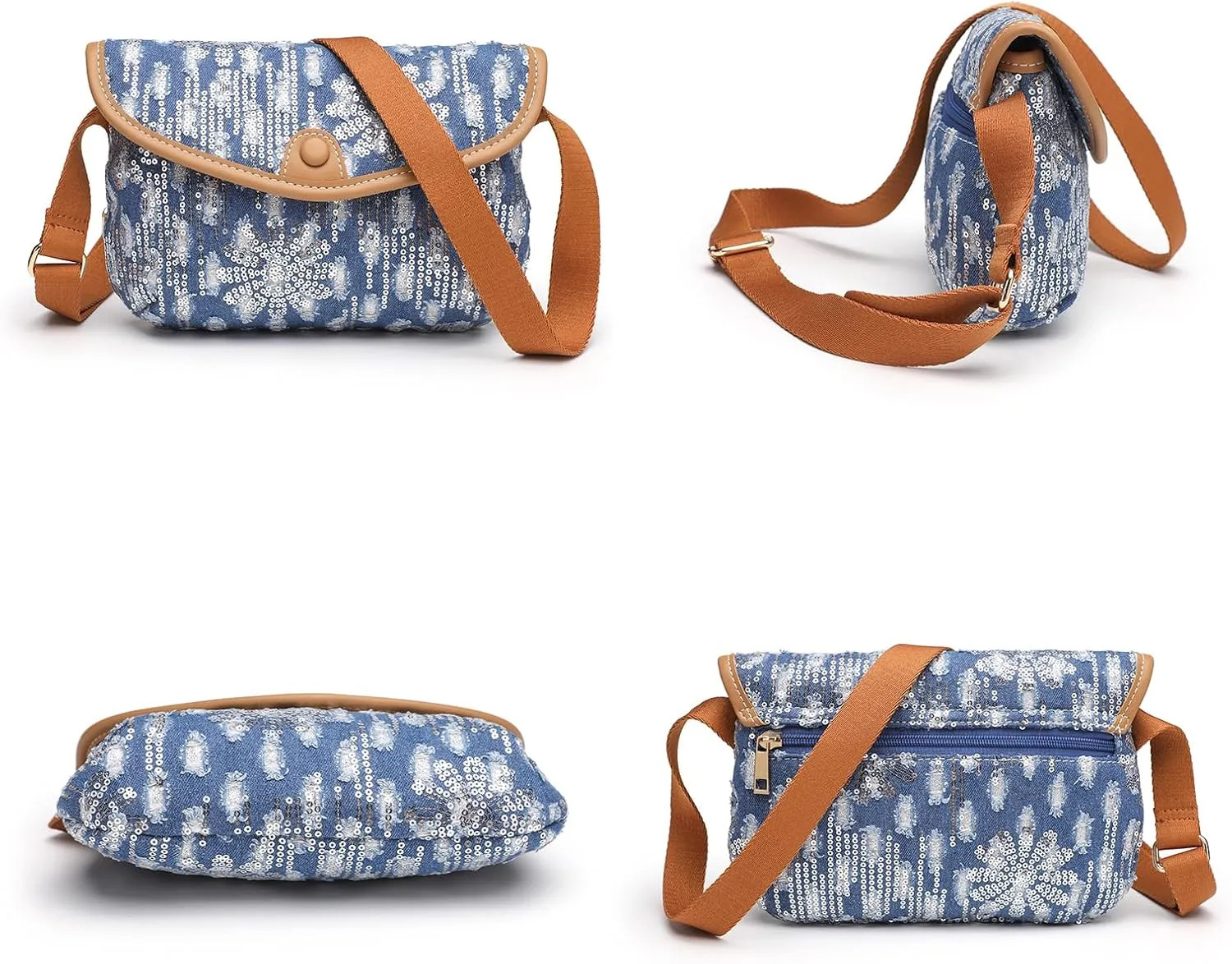Small Jean Denim Crossbody Purses Bags for Women Crossbody Trendy Design Shoulder Purse Messenger Bags