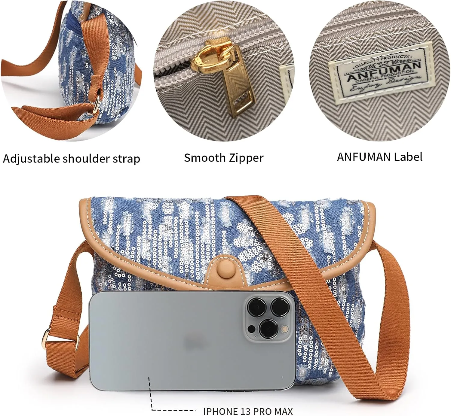 Small Jean Denim Crossbody Purses Bags for Women Crossbody Trendy Design Shoulder Purse Messenger Bags