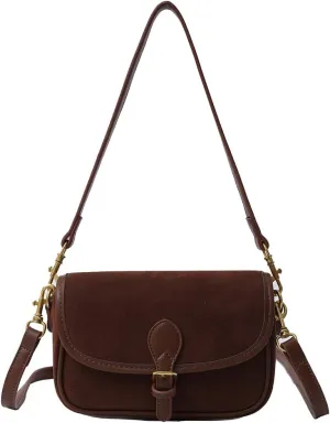 Small Shoulder Bag for Women Suede Bag Retro Fall Bag Stylish Suede Crossbody Bag Square Clutch Handbag Underarm Bag