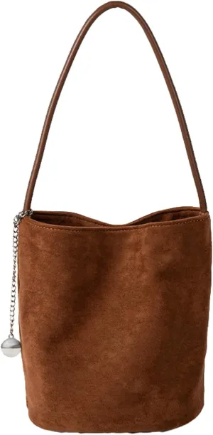 Small Suede Tote Shoulder Bags For Women Slouchy Satchel Womens Bucket Purses Retro Handbag Work Travel Fall