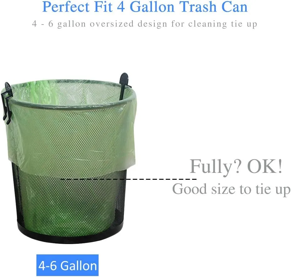 Small Trash Bags 4 Gallon Biodegradable, Unscented Recycling Garbage Bags Strong Tear & Leak Resistant, Eco-Friendly Compostable Trash Can Wastebasket Liners for Office Bathroom Kitchen Car (100 cts)