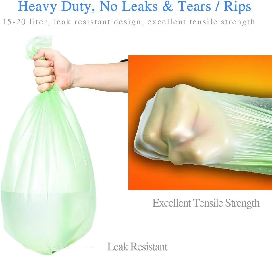 Small Trash Bags 4 Gallon Biodegradable, Unscented Recycling Garbage Bags Strong Tear & Leak Resistant, Eco-Friendly Compostable Trash Can Wastebasket Liners for Office Bathroom Kitchen Car (100 cts)