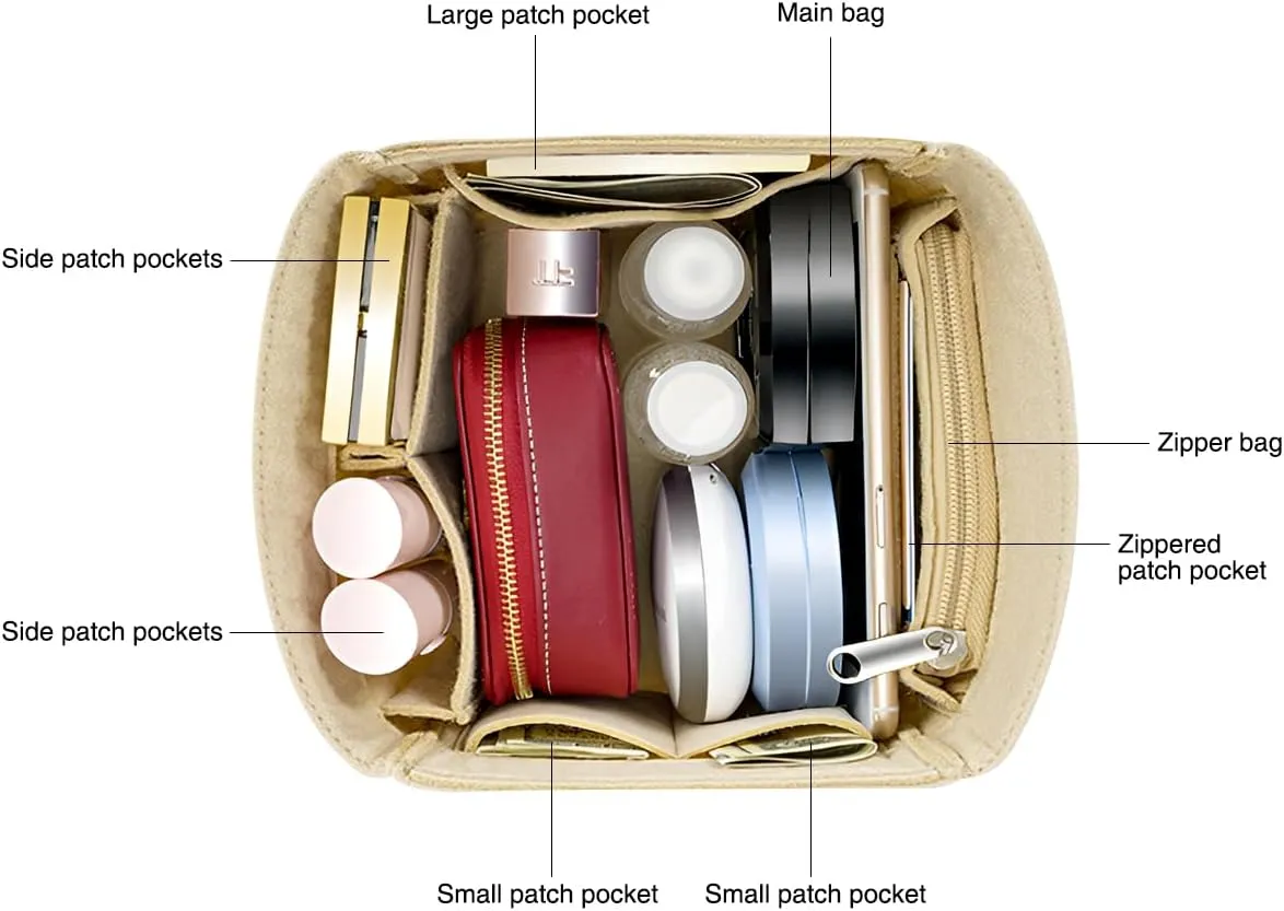 SMART DK Purse Organizer Insert for Handbags,Felt Bag Organizers Fit Picotin 18/22/26 Bags (Brown, P22)