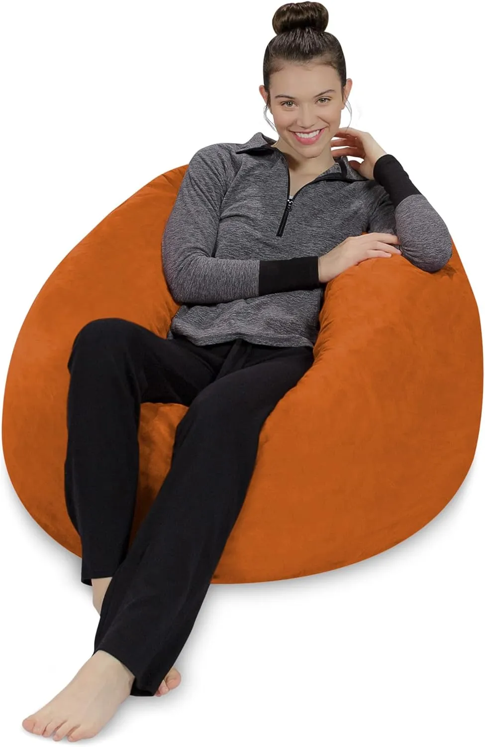 Sofa Sack Bean Bag Chair - Plush, Ultra Soft - Memory Foam Bean Bag Chair with Microsuede Cover - Stuffed Foam Filled Furniture and Accessories for Dorm Room 3 Feet - Tangerine