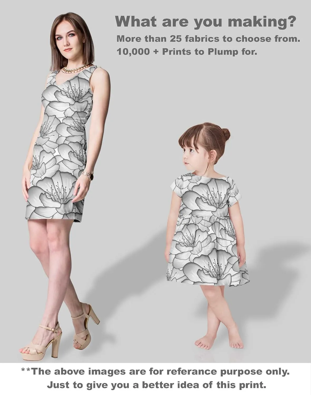Soimoi Chinese Floral Print - Gray, Canvas Fabric Material - 56 Inch Wide, 1 Yard, Unstitched Fabric for Upholstery, Bags, Workwear and Outdoor Gear.