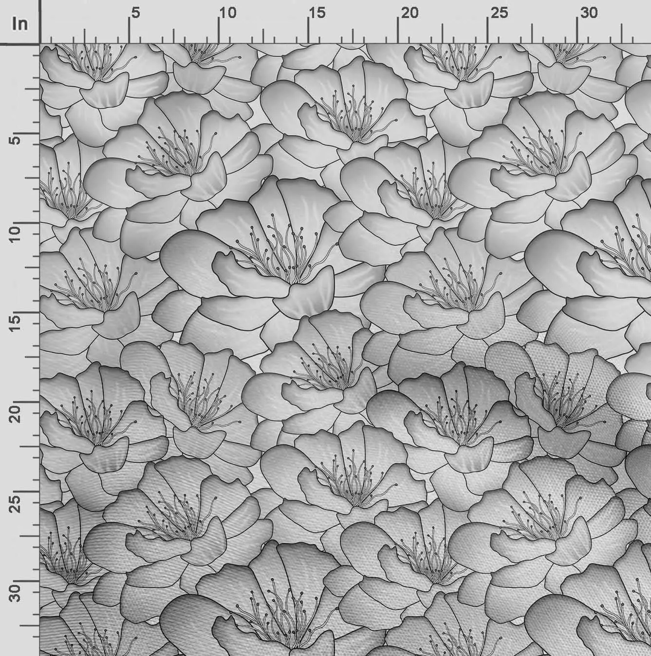 Soimoi Chinese Floral Print - Gray, Canvas Fabric Material - 56 Inch Wide, 1 Yard, Unstitched Fabric for Upholstery, Bags, Workwear and Outdoor Gear.