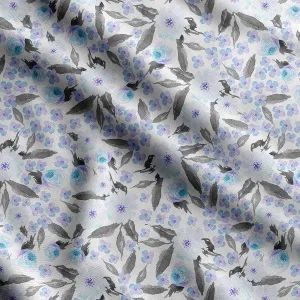 Soimoi Floral Vintage Print - Gray, Canvas Fabric Material - 56 Inch Wide, 1 Yard, Unstitched Fabric for Upholstery, Bags, Workwear and Outdoor Gear.