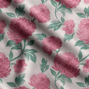 Soimoi Florals Print - Pink, Canvas Fabric Material - 56 Inch Wide, 1 Yard, Unstitched Fabric for Upholstery, Bags, Workwear and Outdoor Gear.