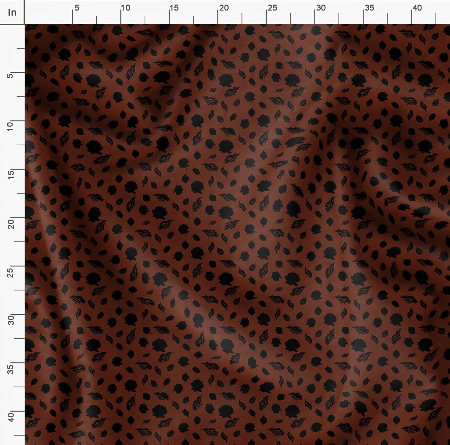 Soimoi Leaves & Lotus Print - Brown, Canvas Fabric Material - 56 Inch Wide, 1 Yard, Unstitched Fabric for Upholstery, Bags, Workwear and Outdoor Gear.