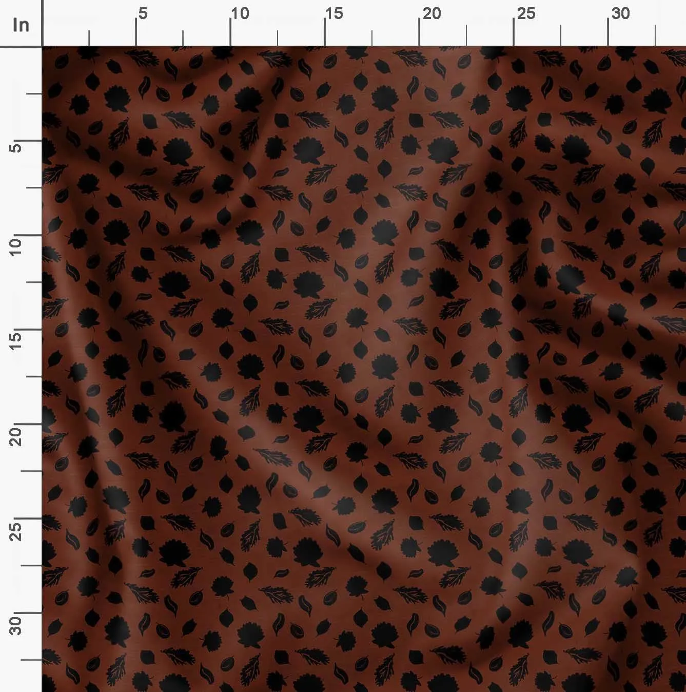 Soimoi Leaves & Lotus Print - Brown, Canvas Fabric Material - 56 Inch Wide, 1 Yard, Unstitched Fabric for Upholstery, Bags, Workwear and Outdoor Gear.