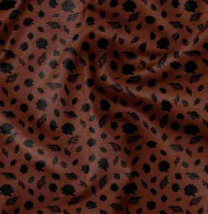 Soimoi Leaves & Lotus Print - Brown, Canvas Fabric Material - 56 Inch Wide, 1 Yard, Unstitched Fabric for Upholstery, Bags, Workwear and Outdoor Gear.