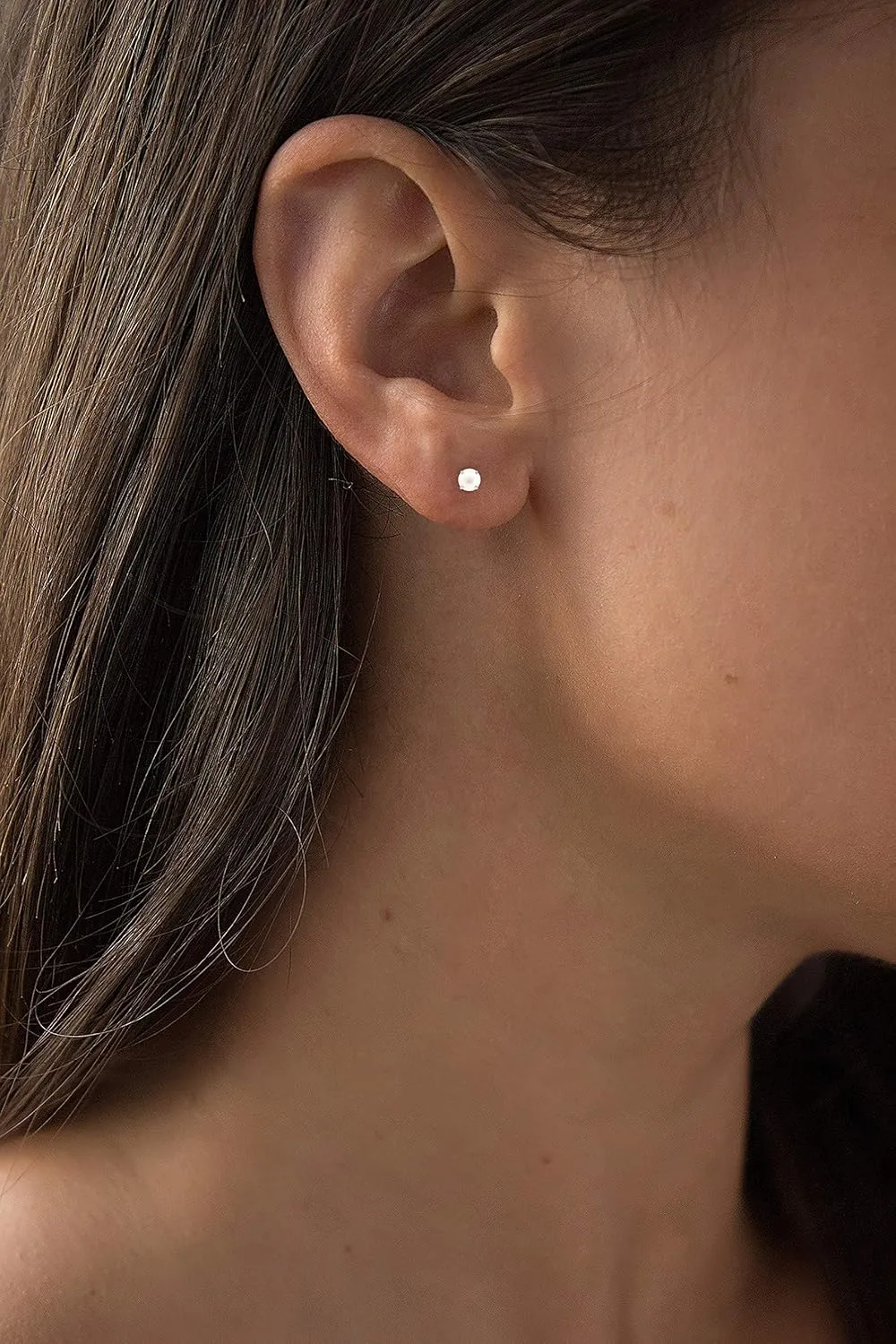Solid 10K Gold 4mm Round Genuine Gemstone Birthstone Stud Earrings