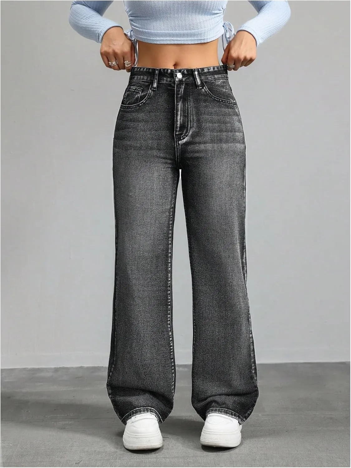 SOLY HUX Women's High Waisted Wide Leg Baggy Jeans Casual Loose Denim Pants