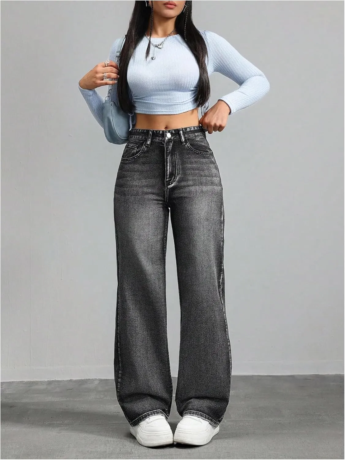 SOLY HUX Women's High Waisted Wide Leg Baggy Jeans Casual Loose Denim Pants