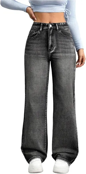 SOLY HUX Women's High Waisted Wide Leg Baggy Jeans Casual Loose Denim Pants