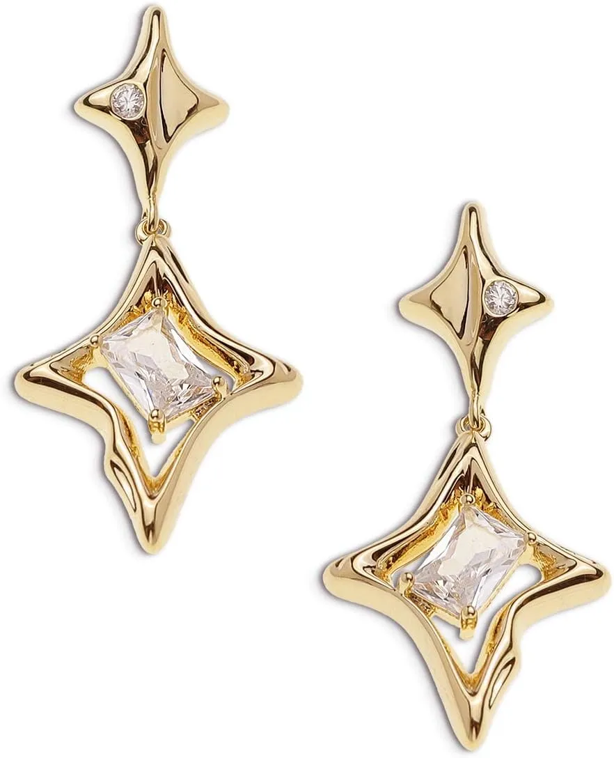 Sonateomber Star Drop Dangle Earrings for Women Trendy Unique Sparkly Rhinestone Stud Fashion Jewelry Gift