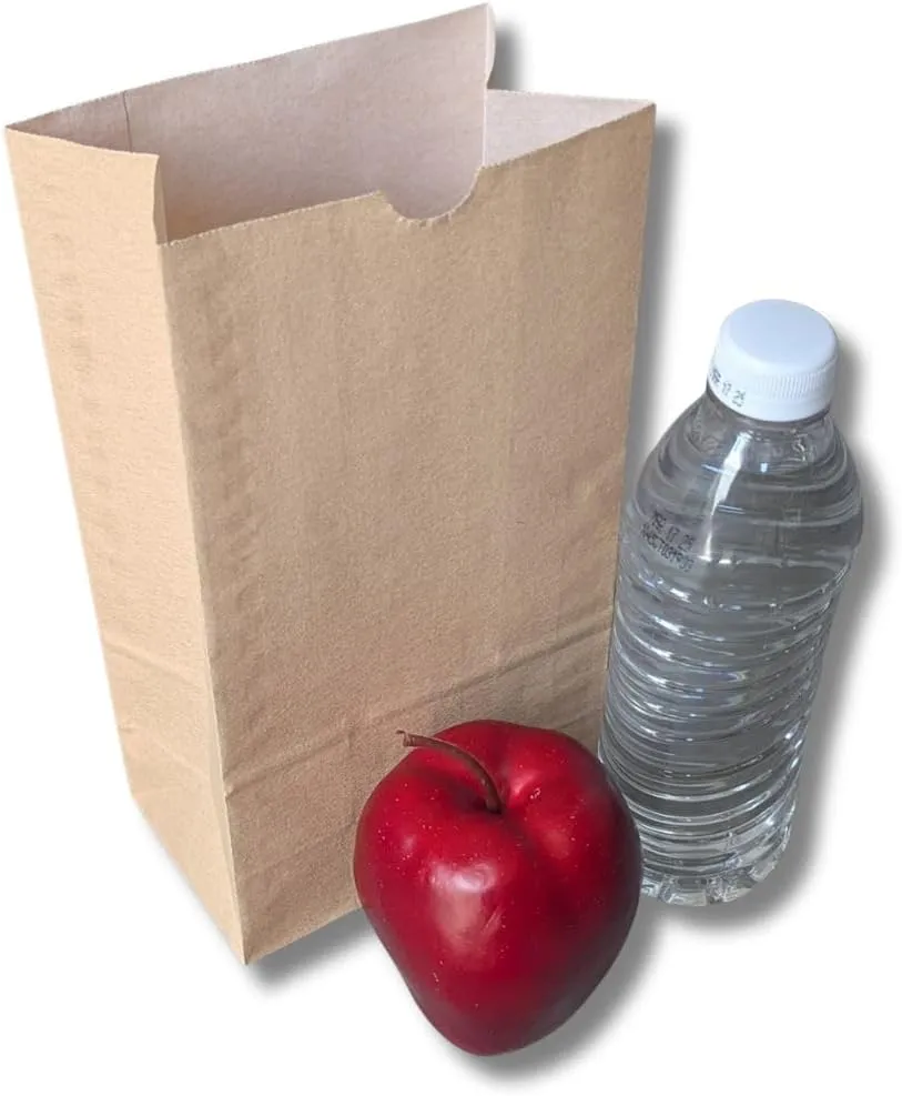 SOS Grease Resistant Paper Bags, 4 Lb Capacity, Crepe-style Kraft Exterior White Interior, 5"x 3.1"x 9.6" (500 Count)