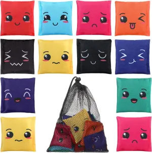 Sotiff 20 Pcs Mini Bean Bags for Tossing Educational Cornhole Bags Educational Learn Colors Toy Toss Game Toss Games for Outdoor Indoor Activities(Expression)