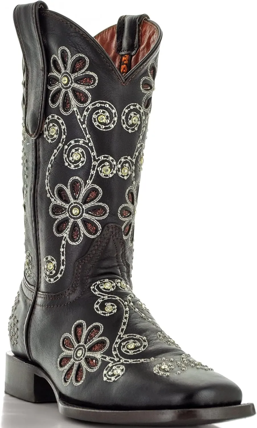 Soto Boots Womens Studded Flower Square Toe Cowboy Boots M50053