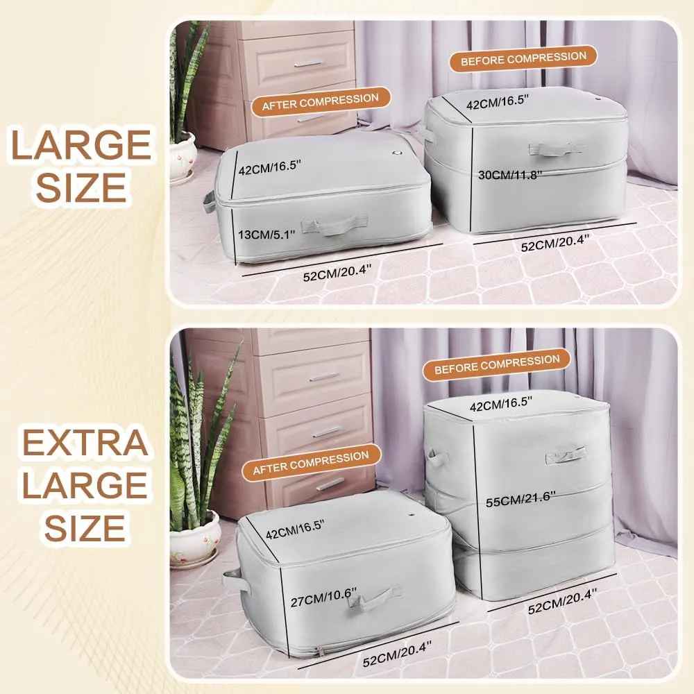 Space saver bag,for quilts, duvets or other fluffy clothing.Measures 21"L x 16.5"W x 21.2"H when unfolded and 21"L x 16.5"W x 10"H when compressed.Purple